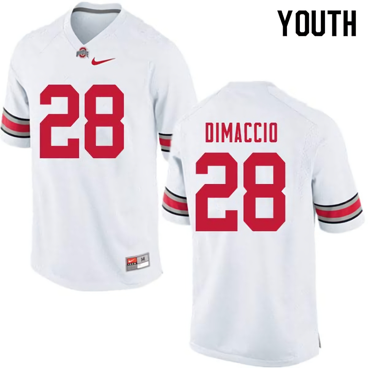 Dominic DiMaccio Ohio State Buckeyes Youth NCAA #28 Nike White College Stitched Football Jersey SDW8256GP